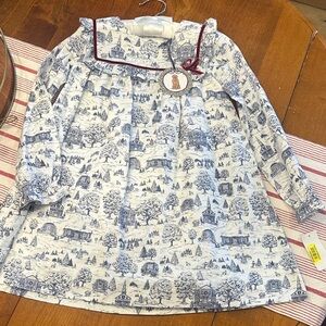 Edgehill Collection Blue and White Kids Formal Dress